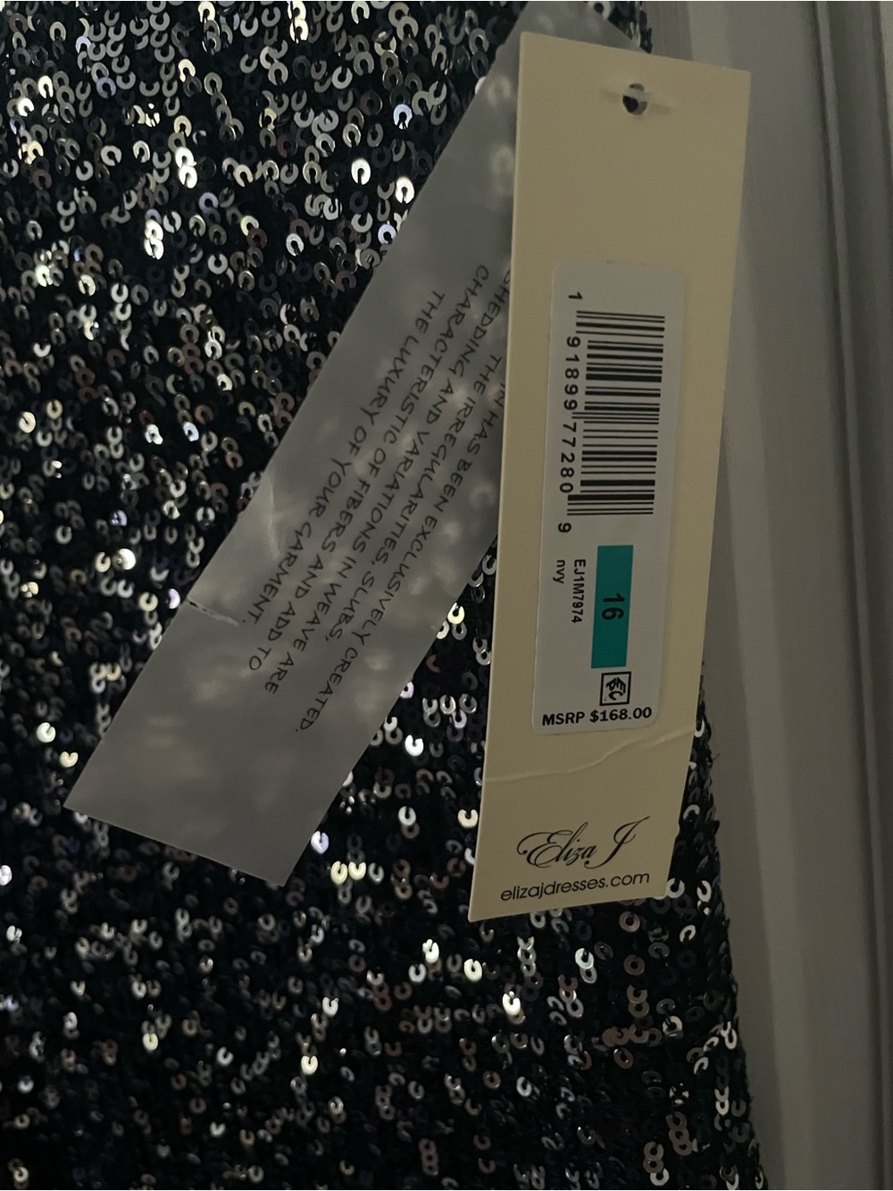 Eliza J NWT 40% off retail! Navy Ombre Sequin V-Neck Sheath Dress Size 16 - Picture 7 of 11